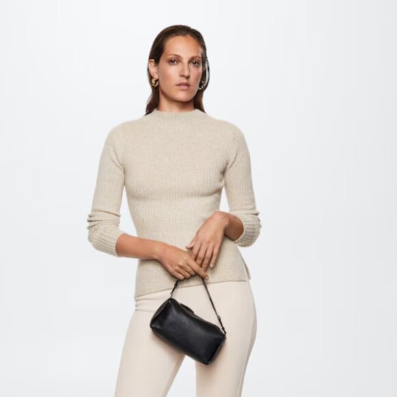 Mango MNG Shiny Ribbed Light Pastel Grey Cardigan Sweater NWT Plus 2XL - Picture 3 of 9